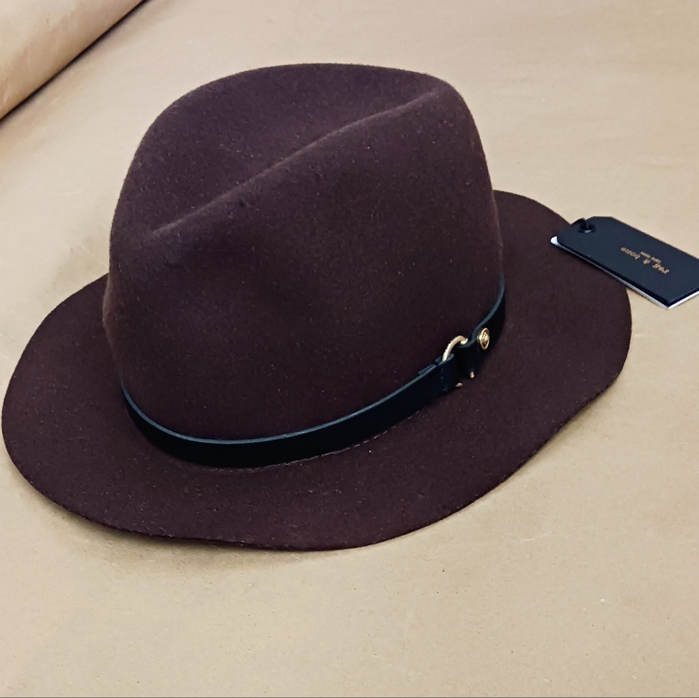 NWT Rag and Bone Floppy Packable Fedora Brown Small Leather Wool Hat